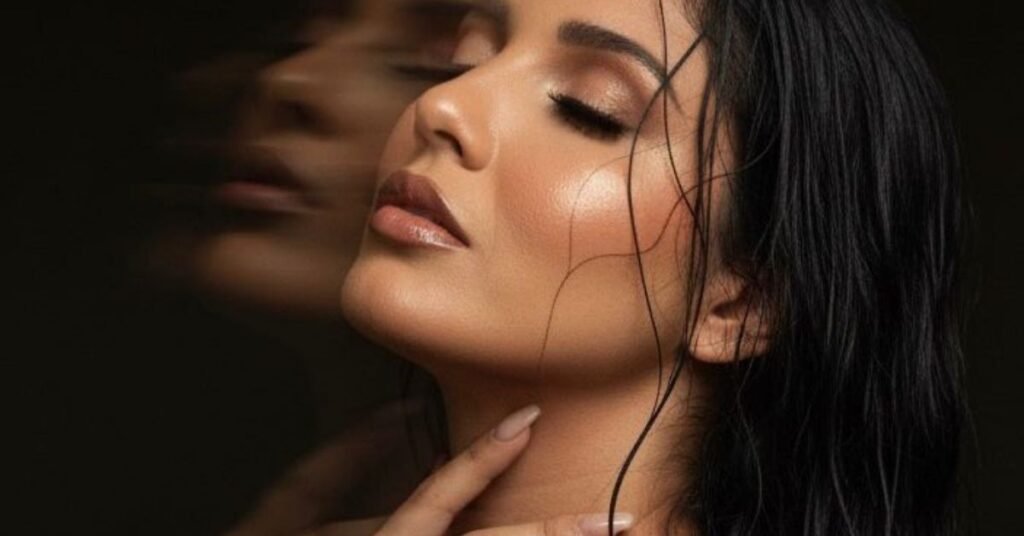 Foto de um rosto com a pele perfeita